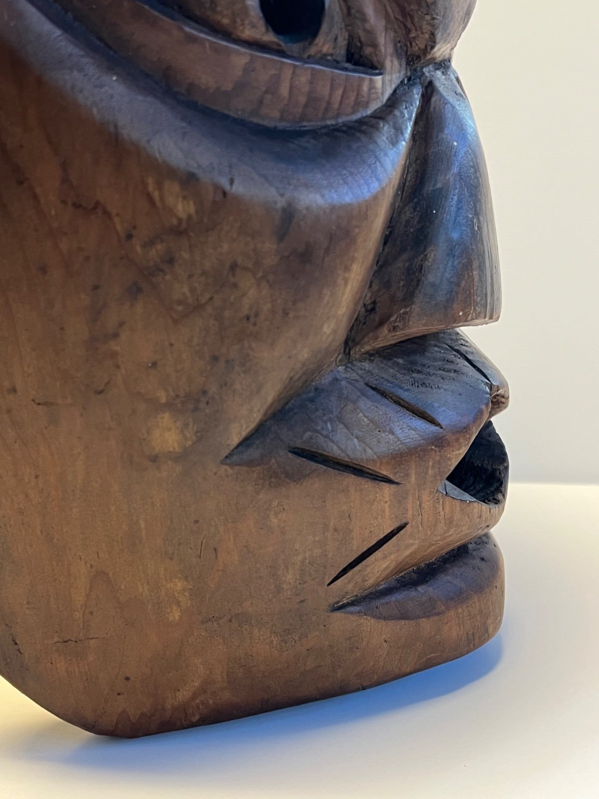 Antique Native American Hand Carved Wooden Mask; Northern Pacific Indigenous Art