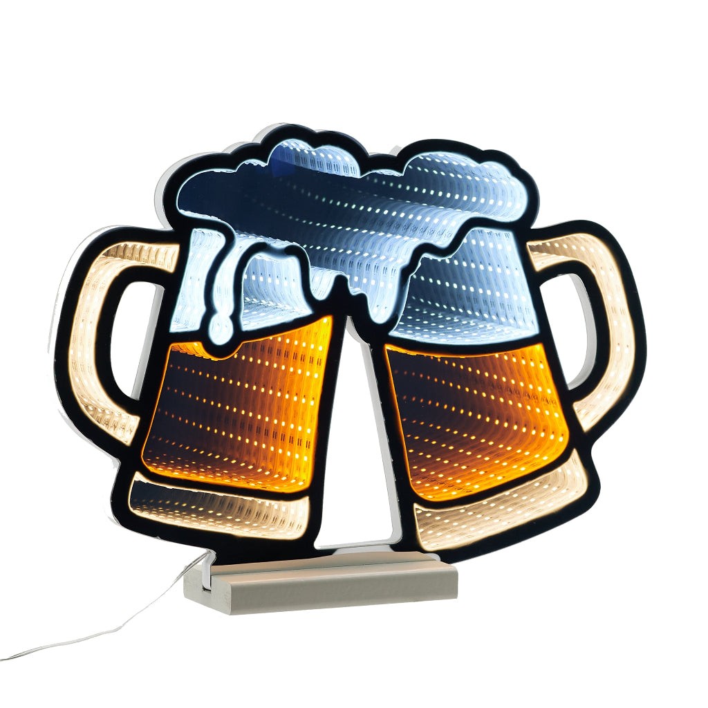 Beer Mug Infinity Mirror Light Bar Man Cave Display