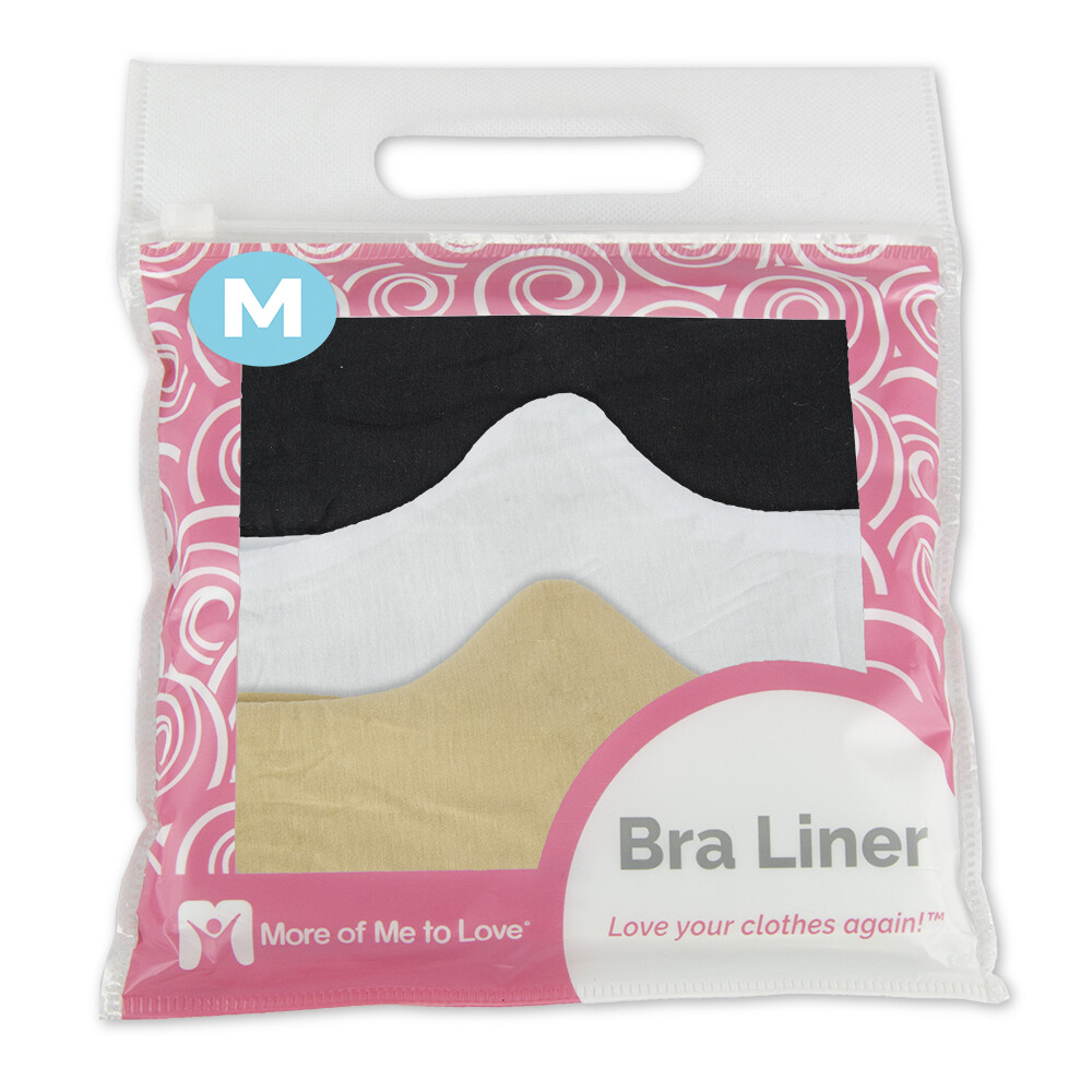 More of Me to Love Cotton Bra Liner 3-Pack, Black, White, Beige - Stay Dry