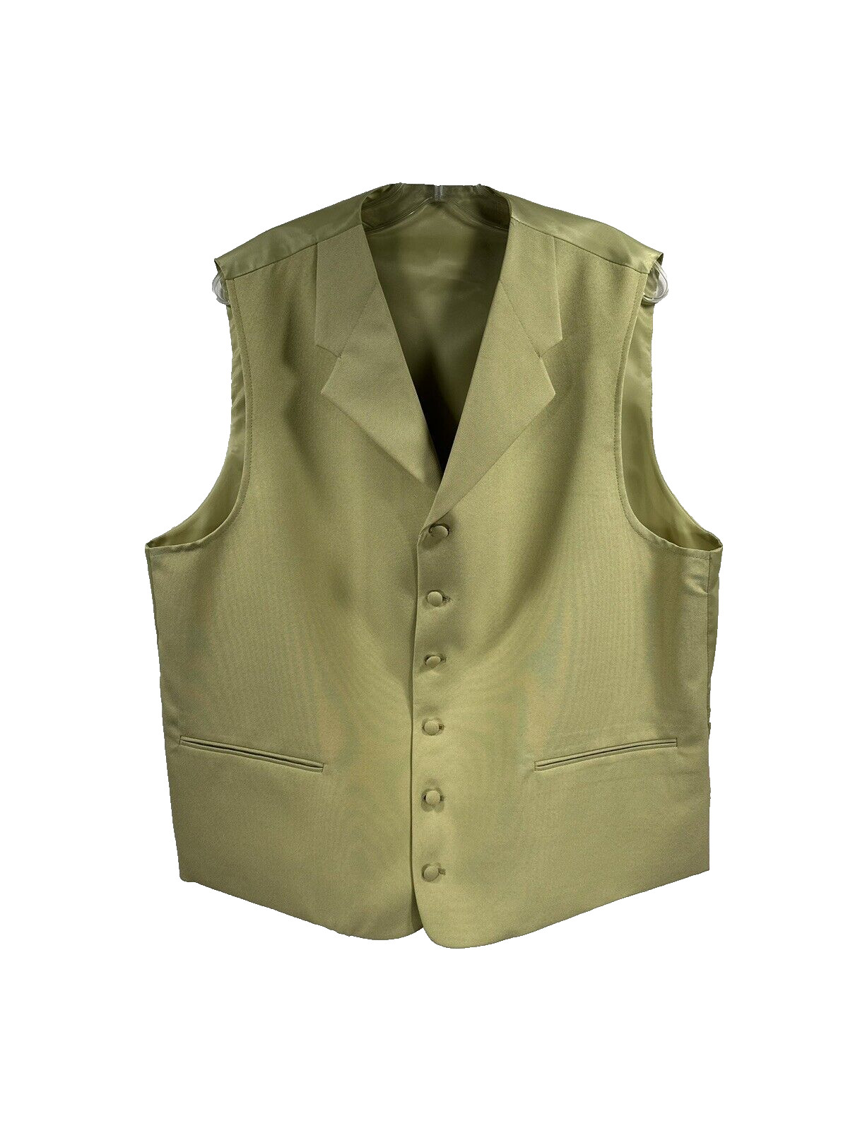 Men's Vest Solid Green 6 Buttons Size 46R Arm Pit to Arm Pit 48"