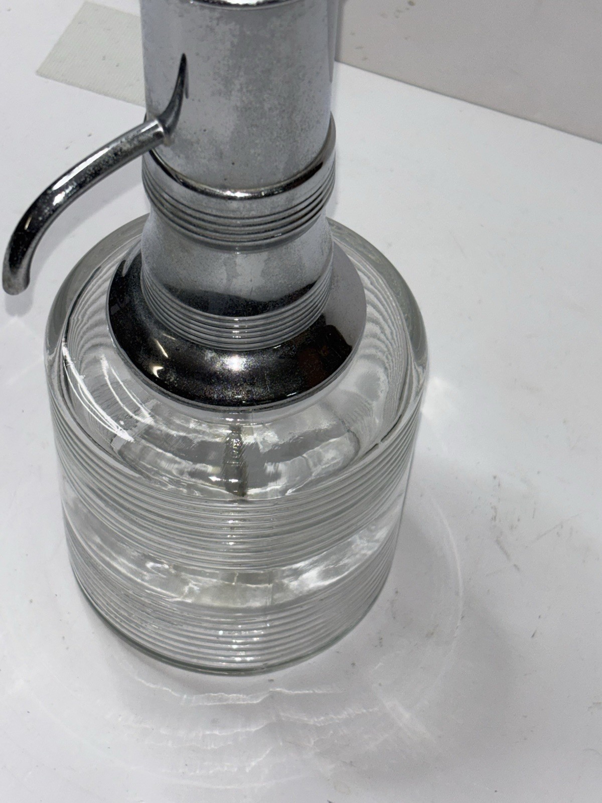 Retro Vintage MCM Liquor Dispenser Chrome & Glass Red Resin ~ Bar Decor