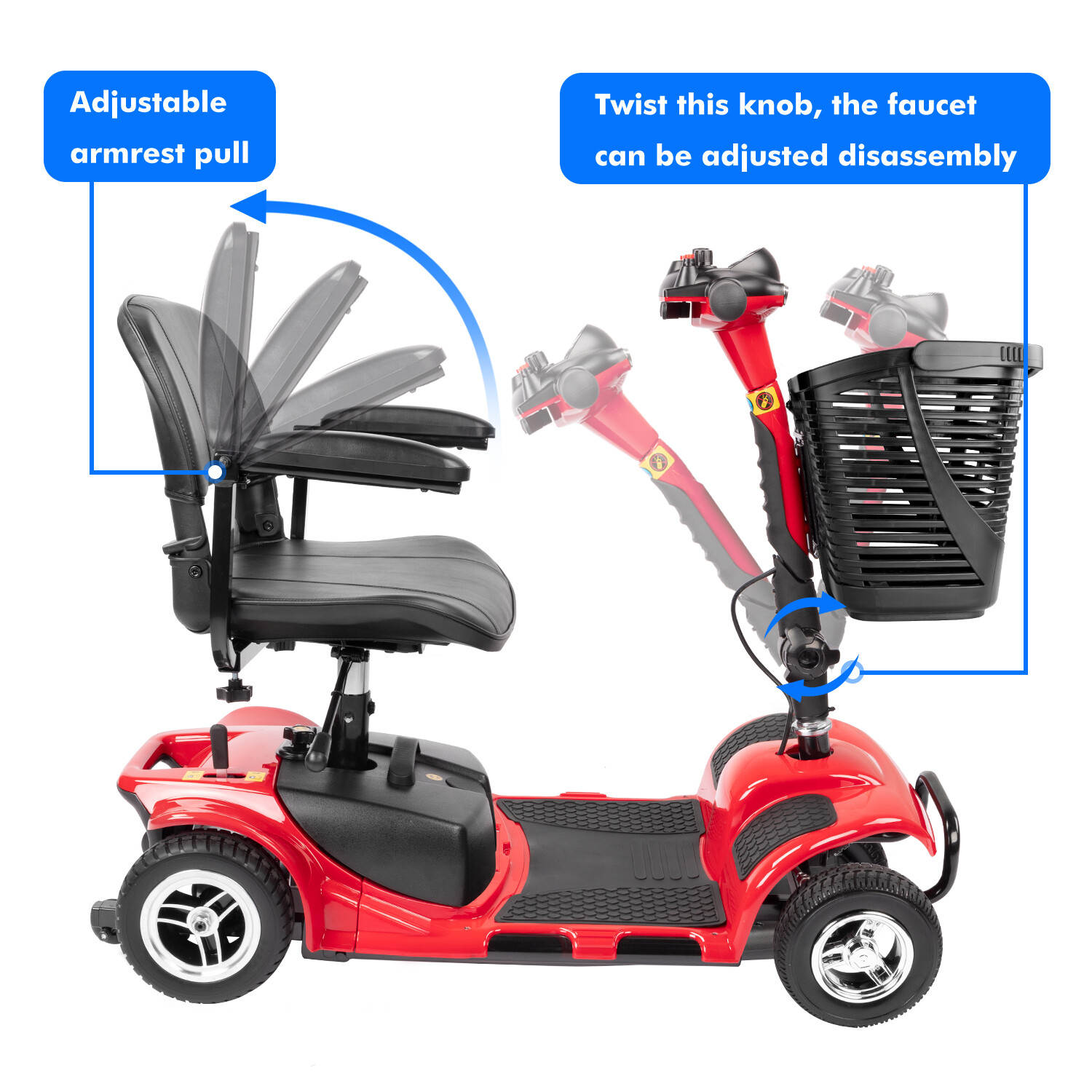 4 Wheels Mobility Scooter Power Folding Scooter For Travel Electric Wheelchairs