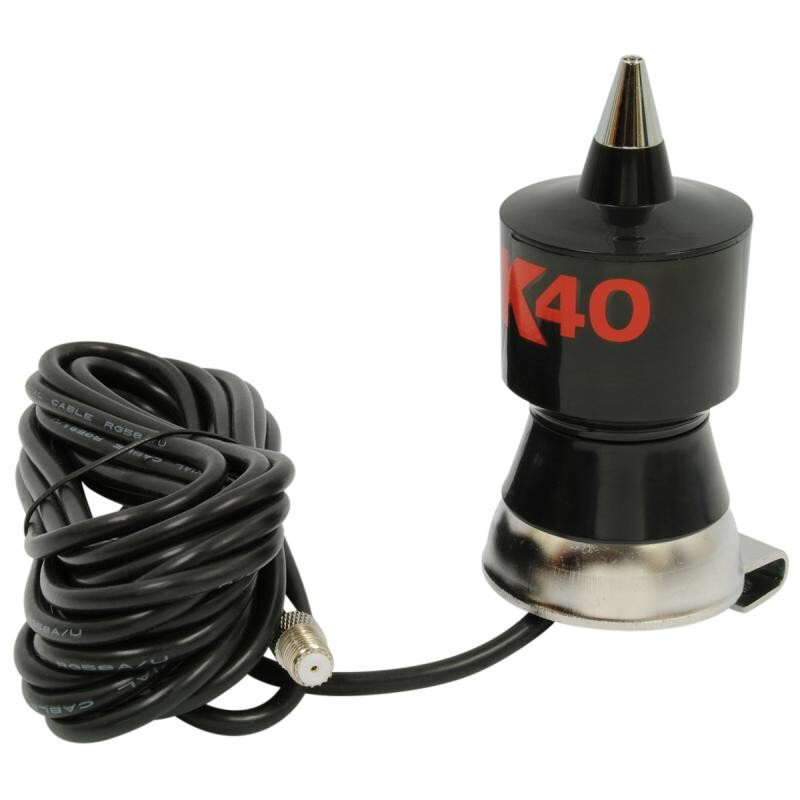 K40 CB Antenna Magnet Mount Kit, 57.25" Stainless Steel Whip, 18' RG-58A/U Coax