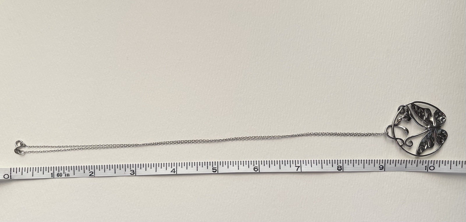 Sterling Silver Butterfly Hoop Earrings & Pendant Necklace 18” Set Signed 925 DL