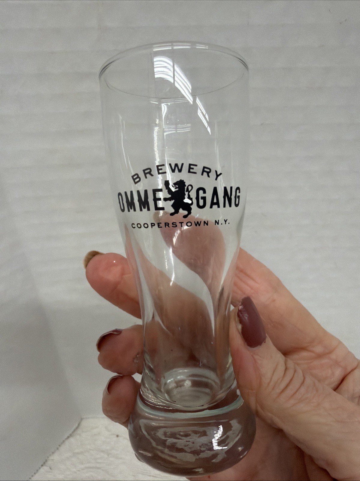 LOT OF 2 Shot OMME COOPERSTOWN NY GANG BREWERY LOGO BEER MUG GLASS ADVERTISING