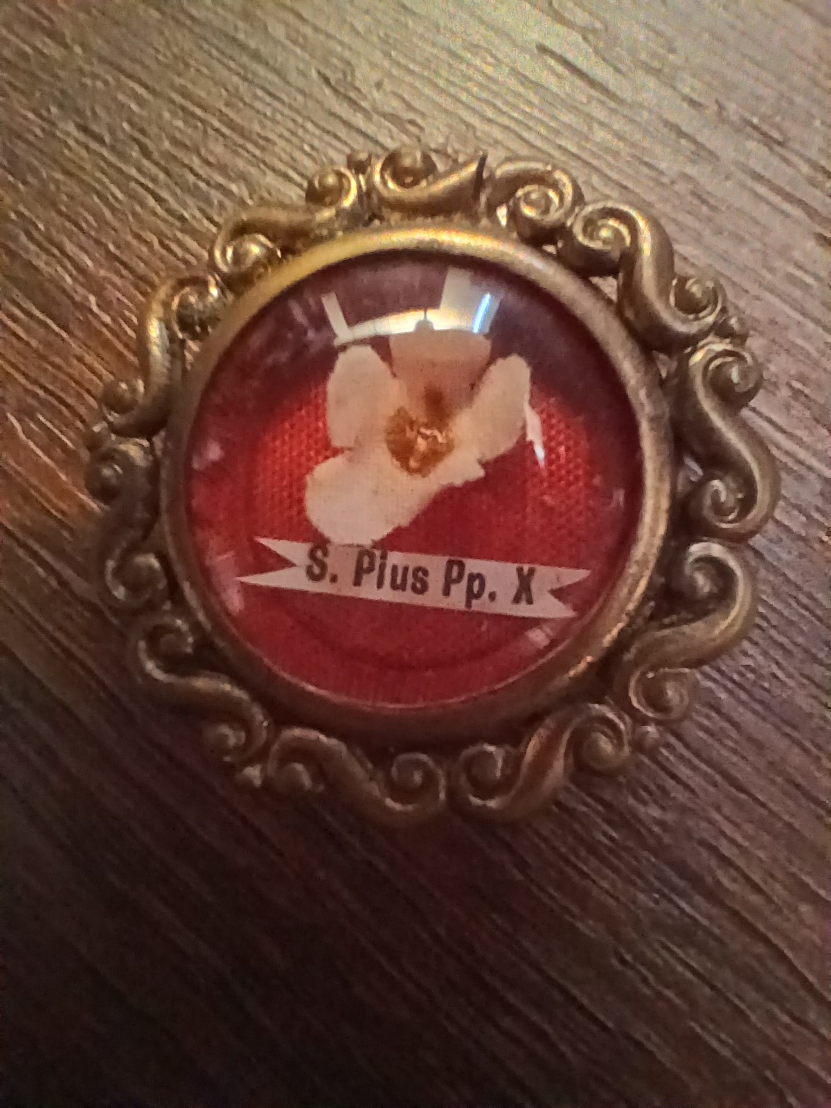 Vintage St. Pius X Pope Pius X Reliquary Relic Item, Used