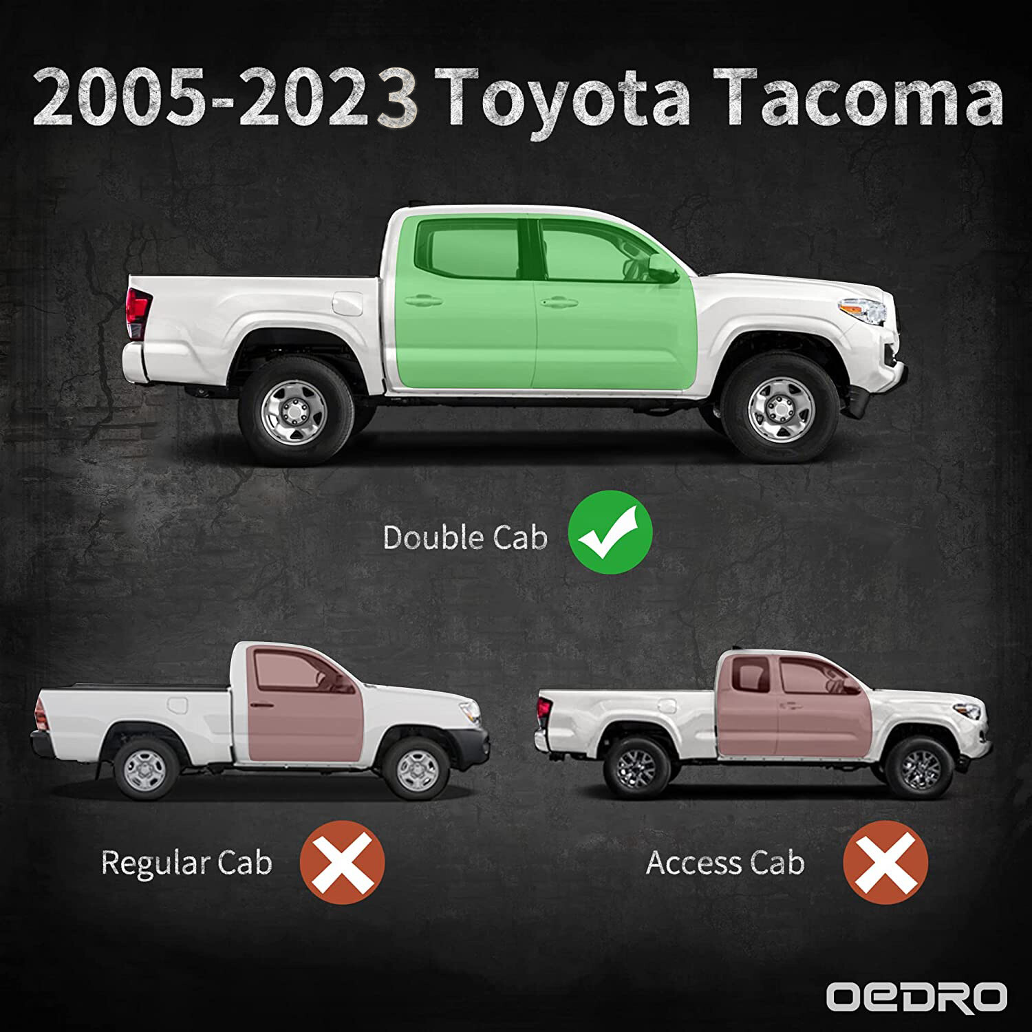 OEDRO Running Boards for 2005-2023 Toyota Tacoma Double Cab Side Steps Nerf Bars