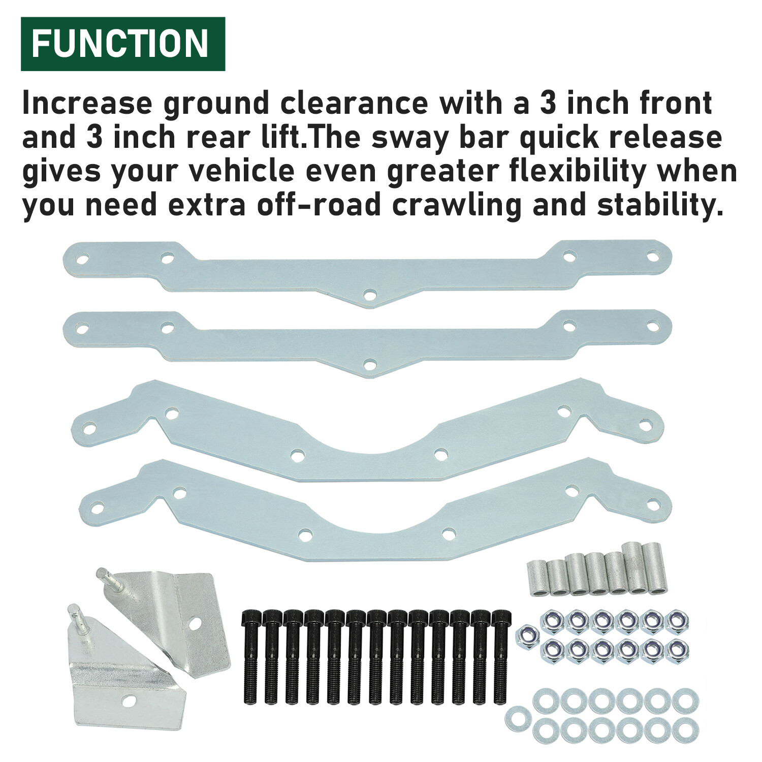 Zinc-Plated 3" Full Lift Kit+Sway Bar Quick Disconnect For Polaris RZR 800 07-14