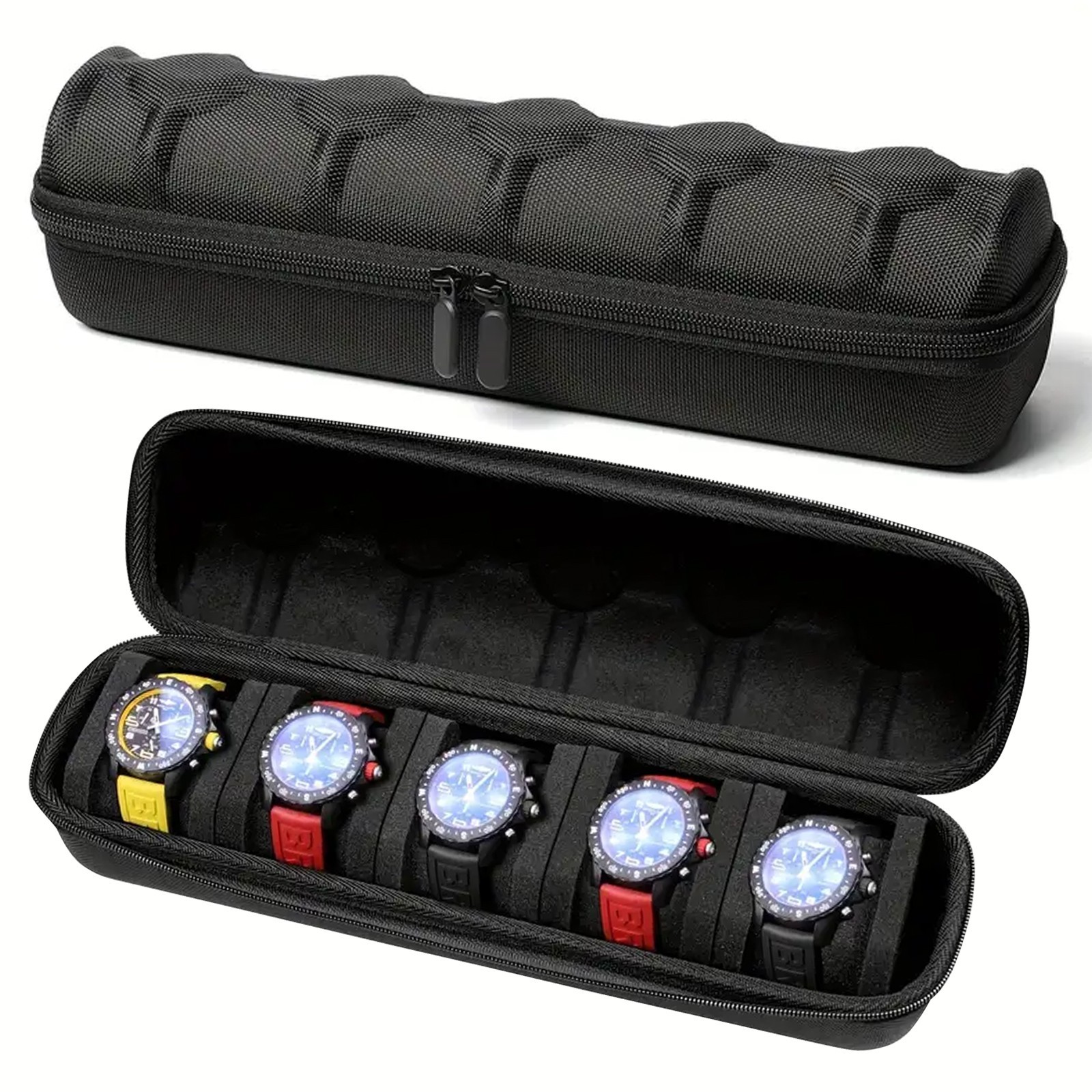 Travel Watch Roll Case 5 Slots Wristwatch Display Case Watches Storage Box