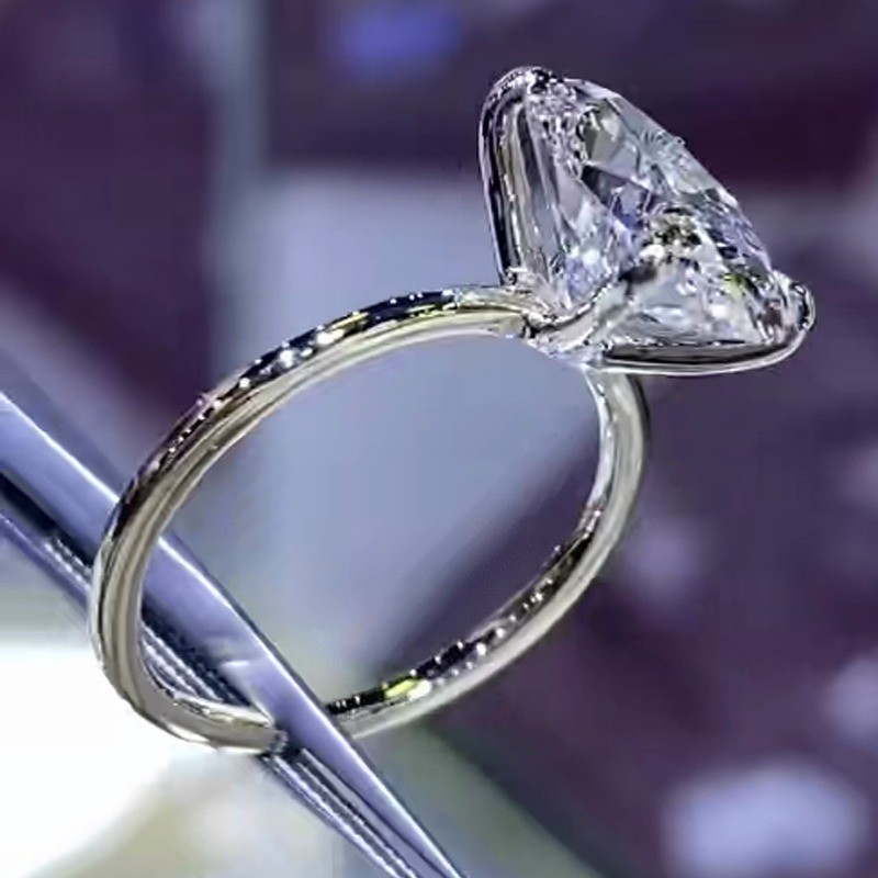 3.26CTW Oval Cut Moissanite Solitaire Engagement Ring In 14K White Gold Plated