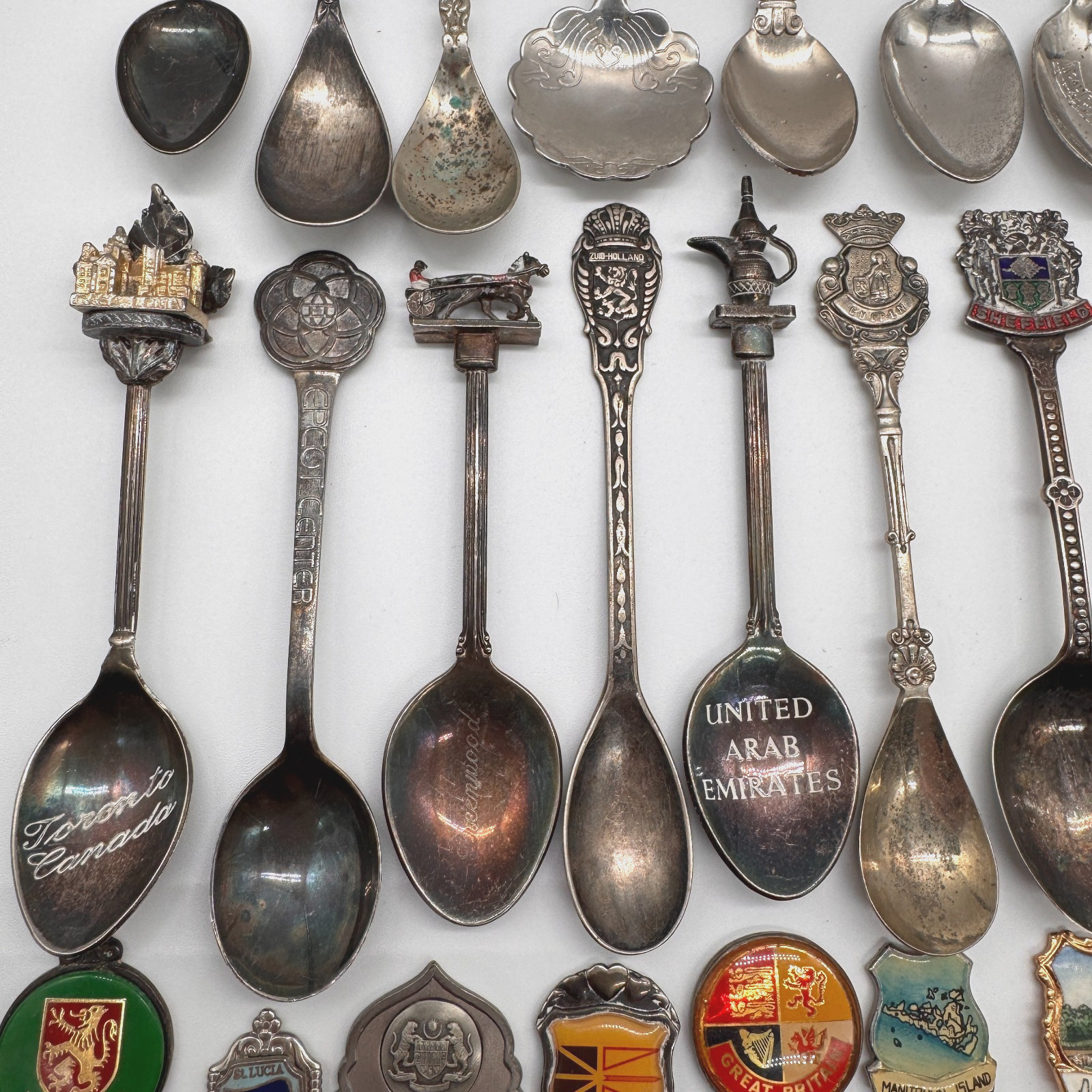 Lot of 47 Souvenir Spoons - World Countries - Silverplated EUC
