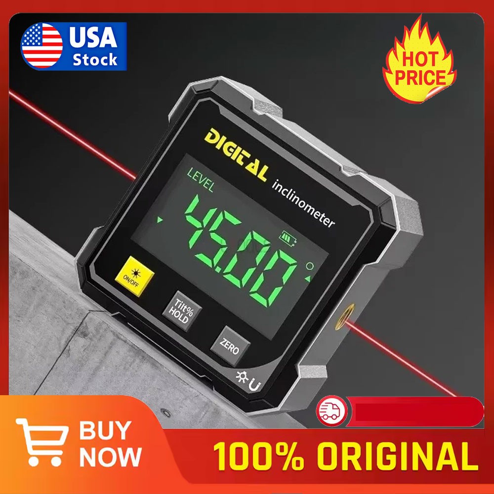 Digital Angle Finder with Electronic Laser 4-Side Magnetic Angle Gauge US