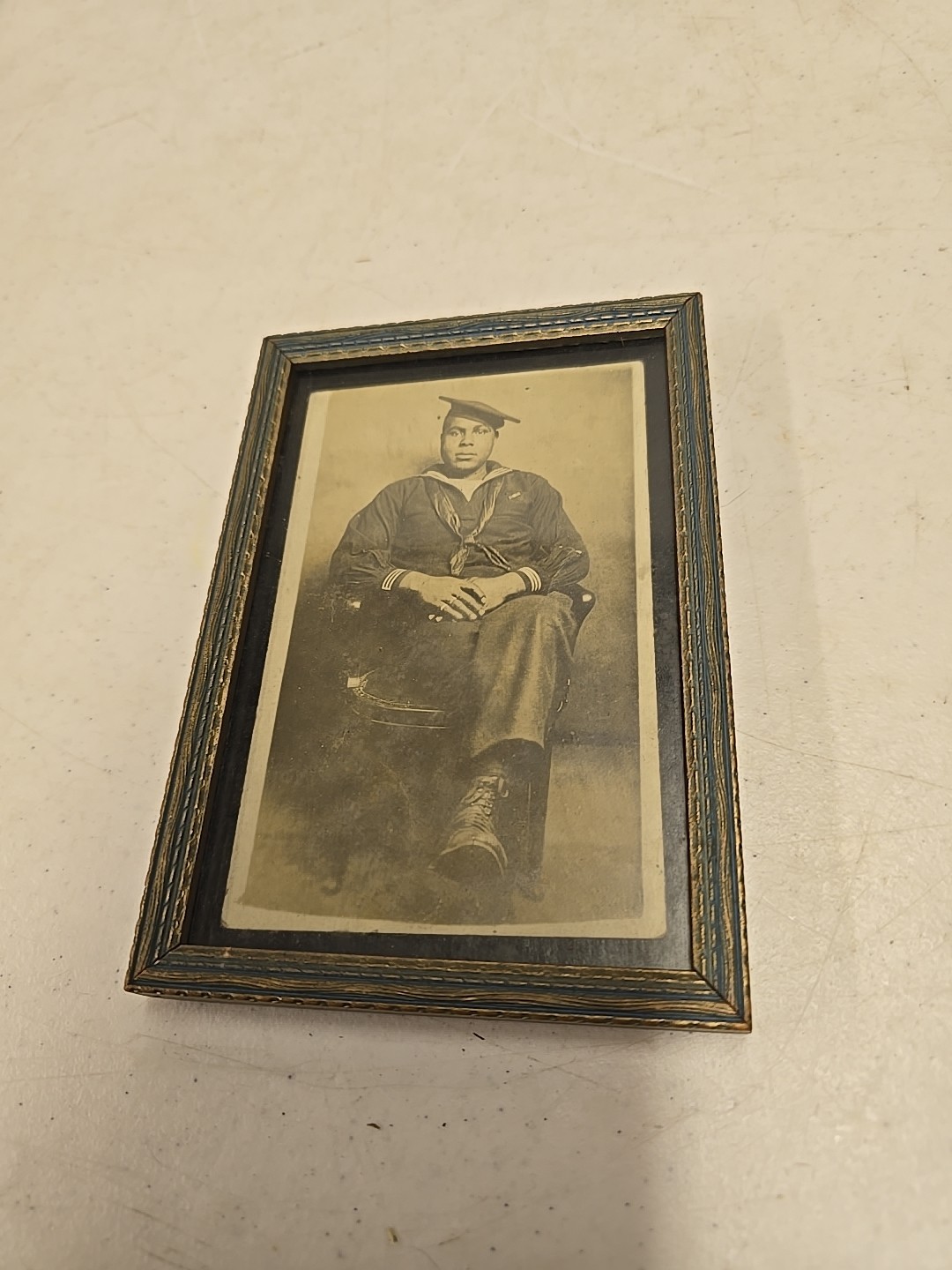 Antique WW1 US Navy African American Sailor Framed Photograph