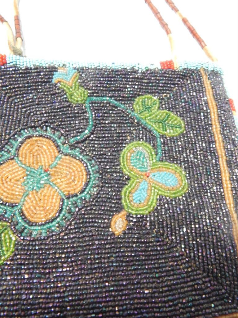 ANTIQUE 1920-30s YAKIMA PLATEAU INDIAN FULLY BEADED BOTH SIDES POUCH