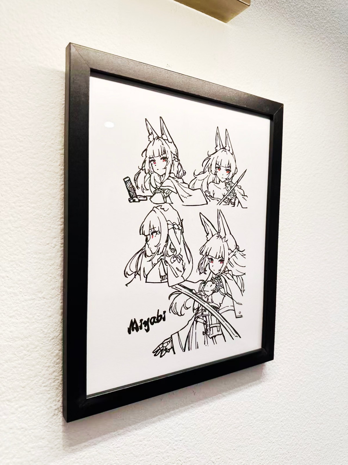 Hand Drawn (Not a Print) Miyabi Zenless Zone Zero Framed Pen & Ink Art Drawing