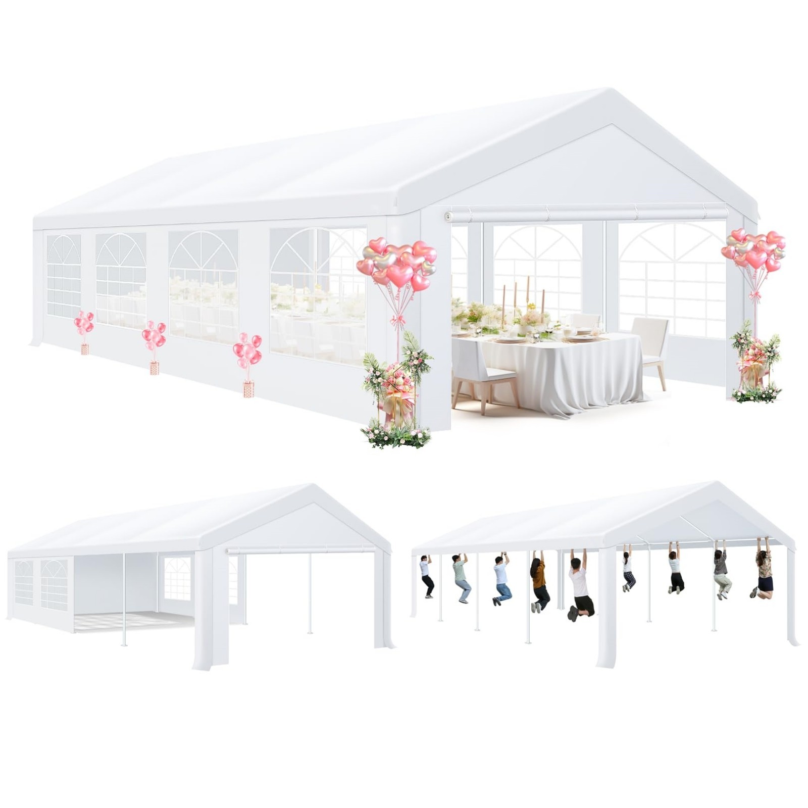 13x26 20x40 Party Tent Heavy Duty Carport Waterproof Event Gazebo with Sidewalls