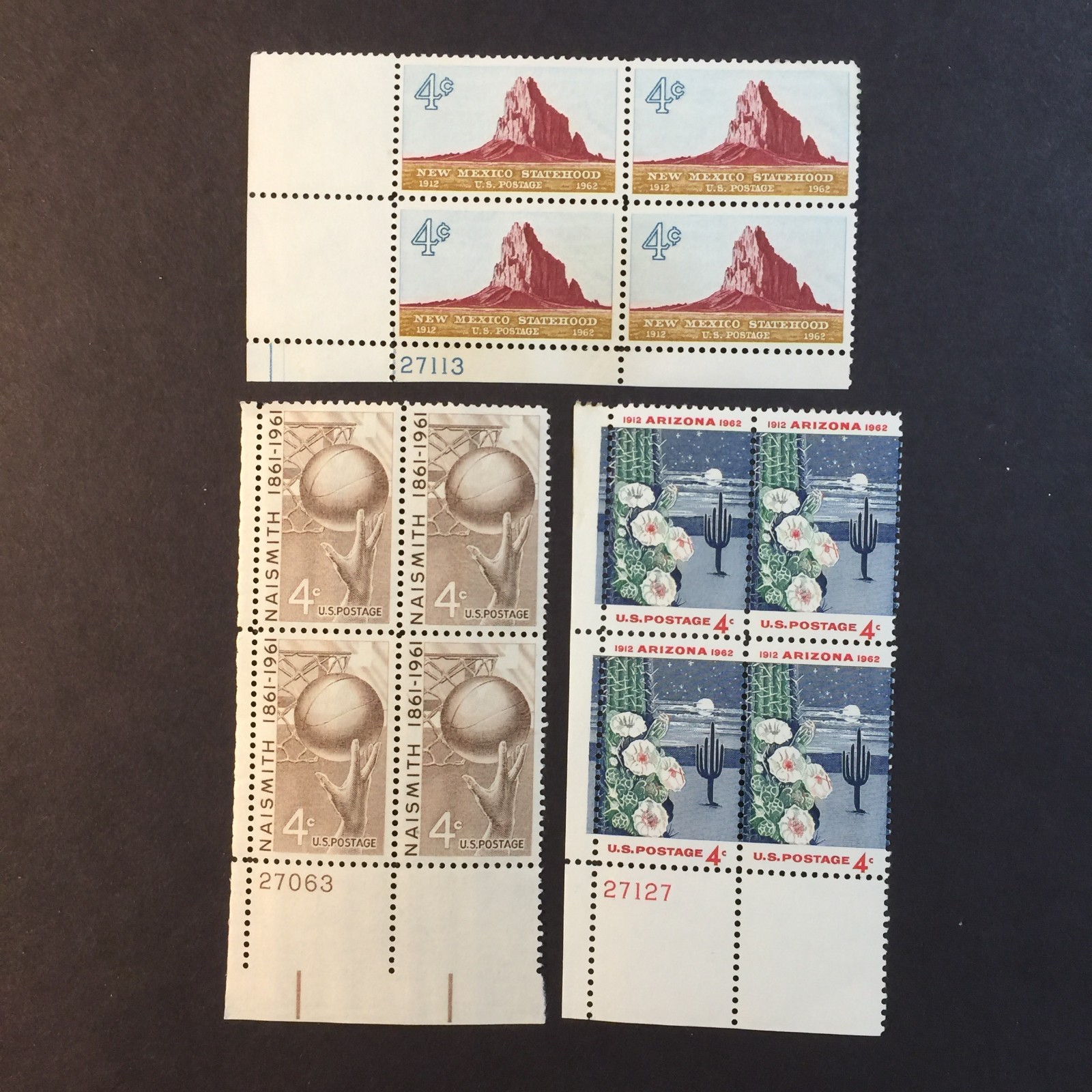 USA, 1189, 1191, 1192, PLATE BLOCKS, MINT, NH, VINTAGE COLLECTION