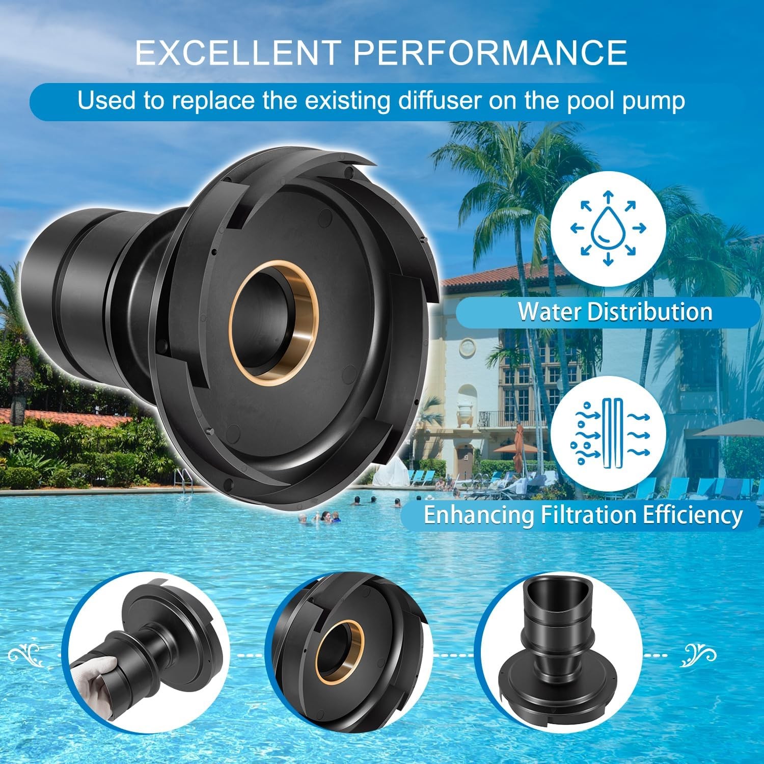 for Zodiac Jandy R0445400 Diffuser Kit ePump PlusHP WaterFall JEP SHPF PHPF MHPM