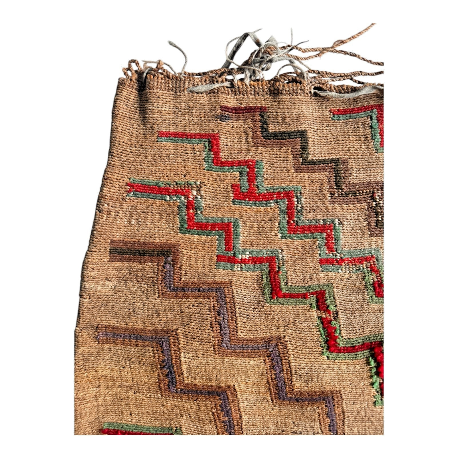 Antique Native American Plateau Nez Perce Double Sided Corn Husk Flat Bag