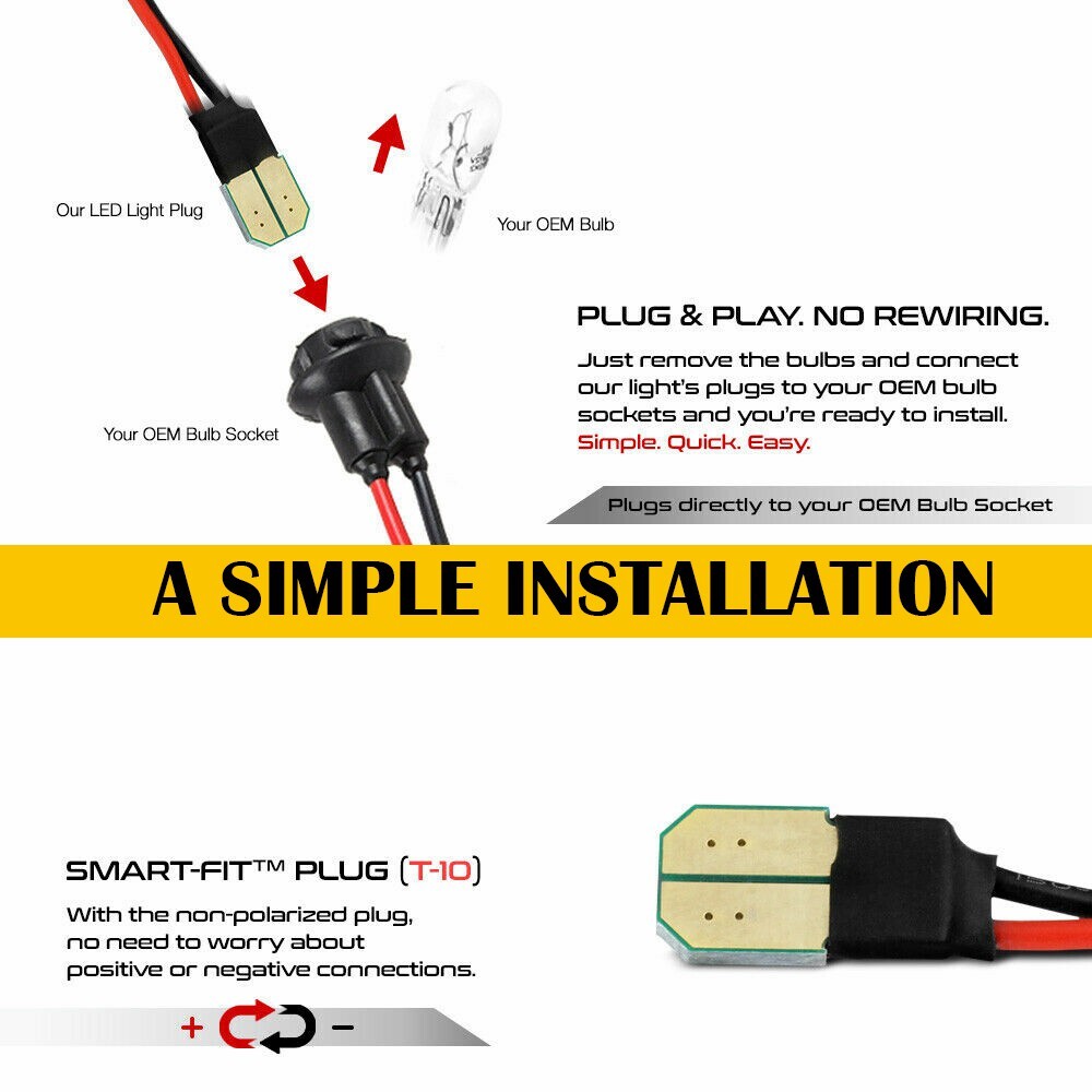 For 2010-2014 Ford Mustang Smoked Lens Front & Rear LED Side Marker Lights 4PCS