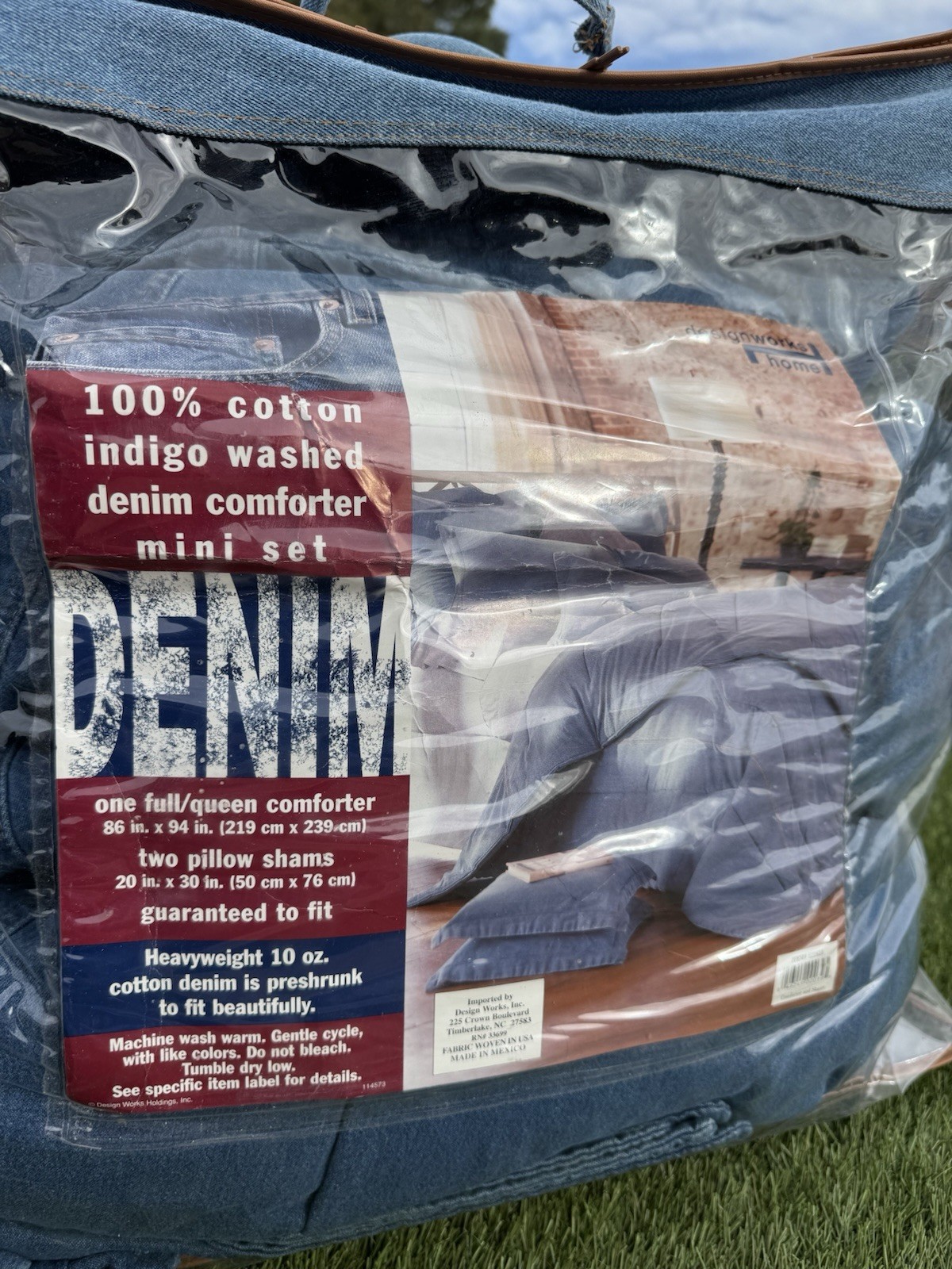 Vintage Full/Queen Size HEAVY Comforter Blue Denim Jean COTTON 84x96 USA! 1990’s