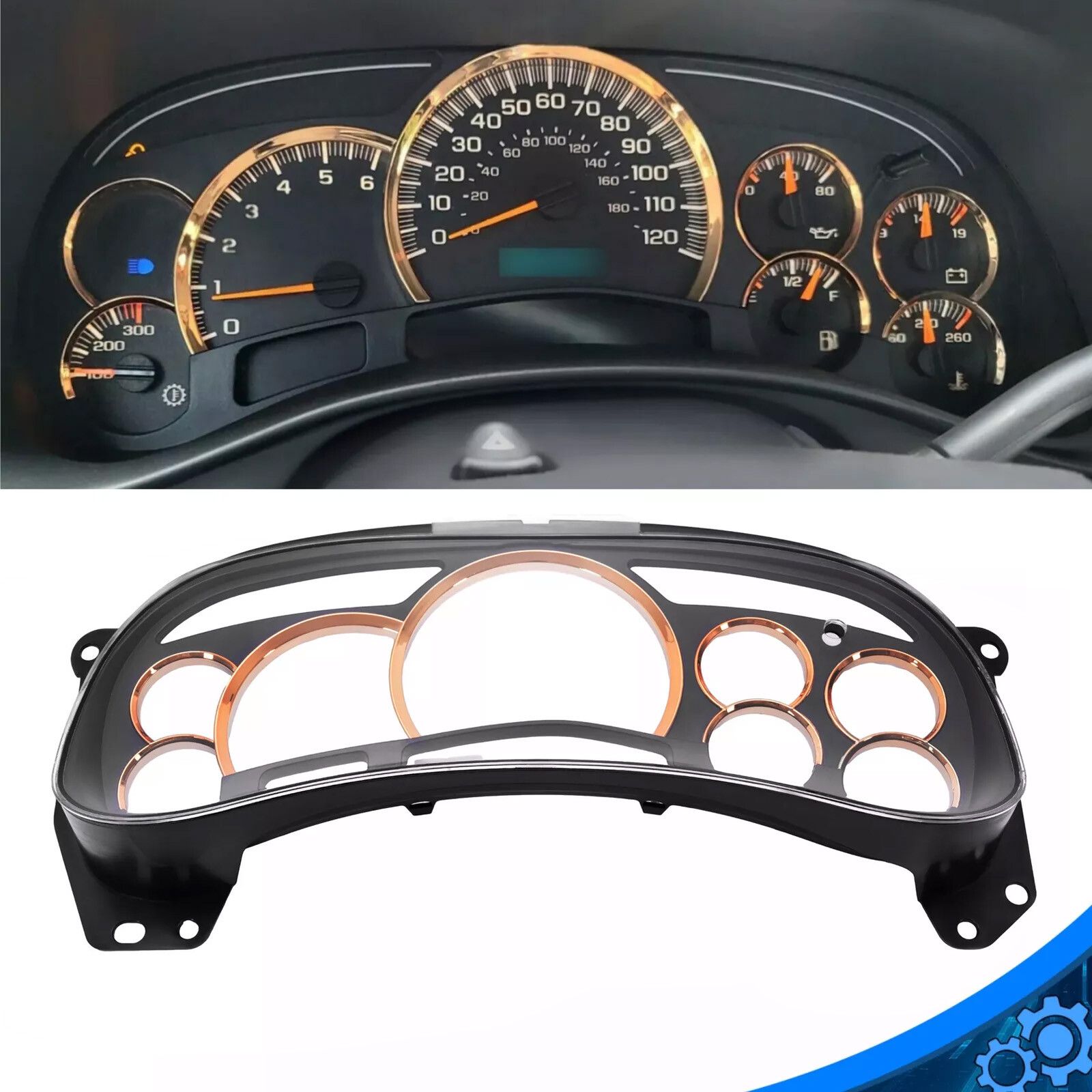 Gauge Cluster Lens Cover Gold Trim Rings for GM Trucks SUVs  2003 2004 2005 2006