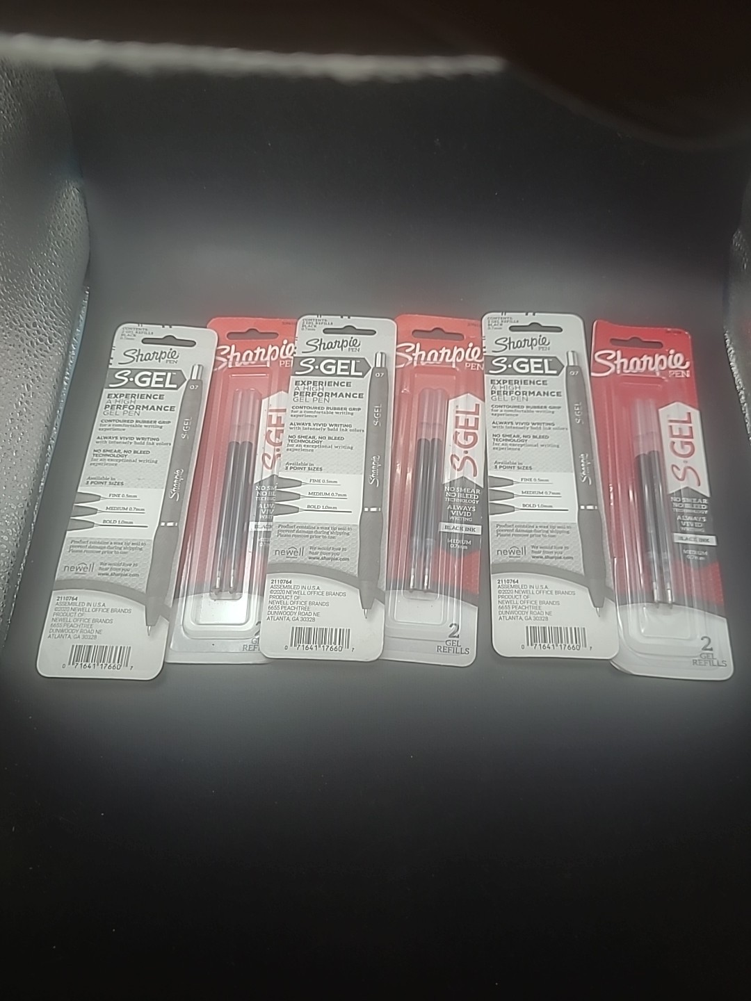 6 X Sharpie S-Gel Refills Black Ink Gel Pen Refills Medium Point (0.7mm) 6 Packs