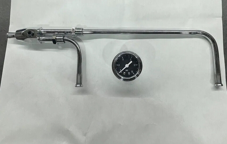 Holley 4150 Double Pumper Chrome Dual-Feed Fuel Line WITH GAUGE NEW