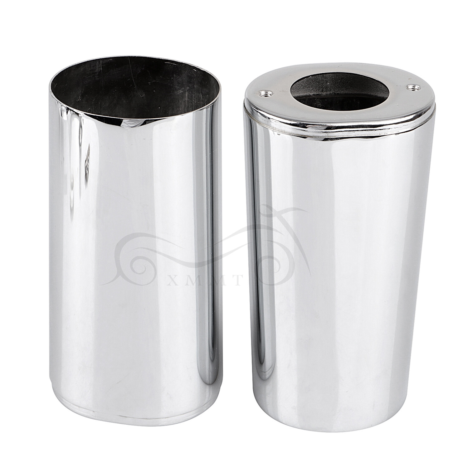 Chrome Fork Boot Slider Cover Cow Bells For Harley Street Glide Road King FLHR