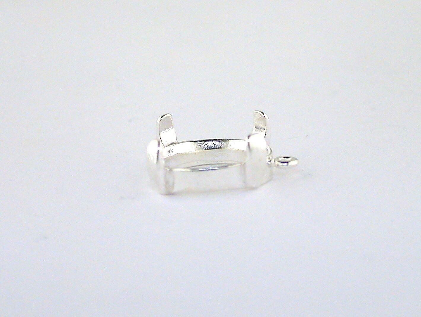 Round 4 Prong Cabochon Dangle Setting Sterling Silver