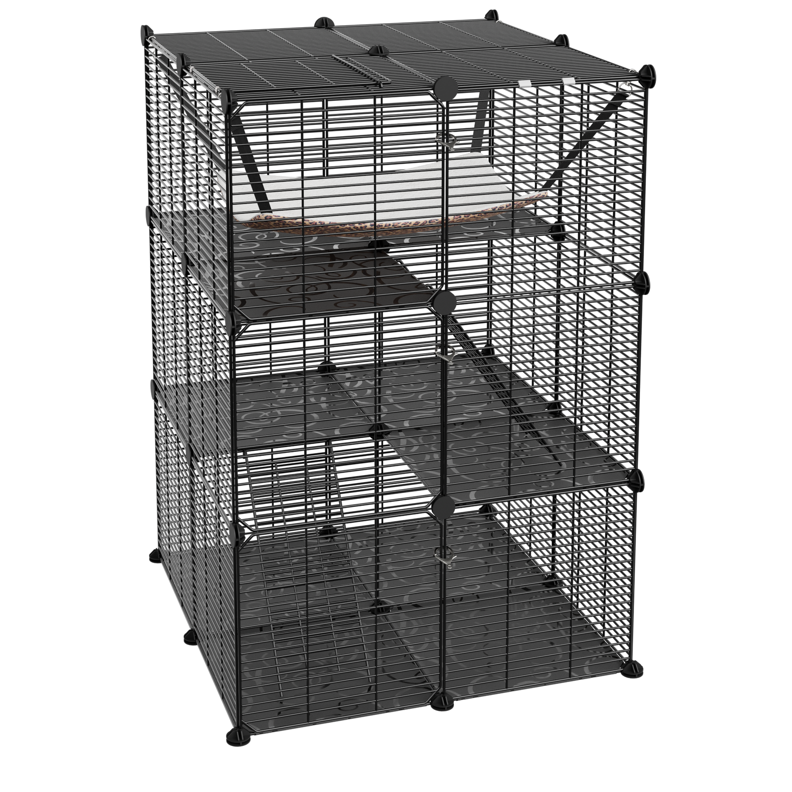 Large Cat Cage 3 Tier Indoor/Outdoor Cat Enclosure Pet Playpen with Hammock