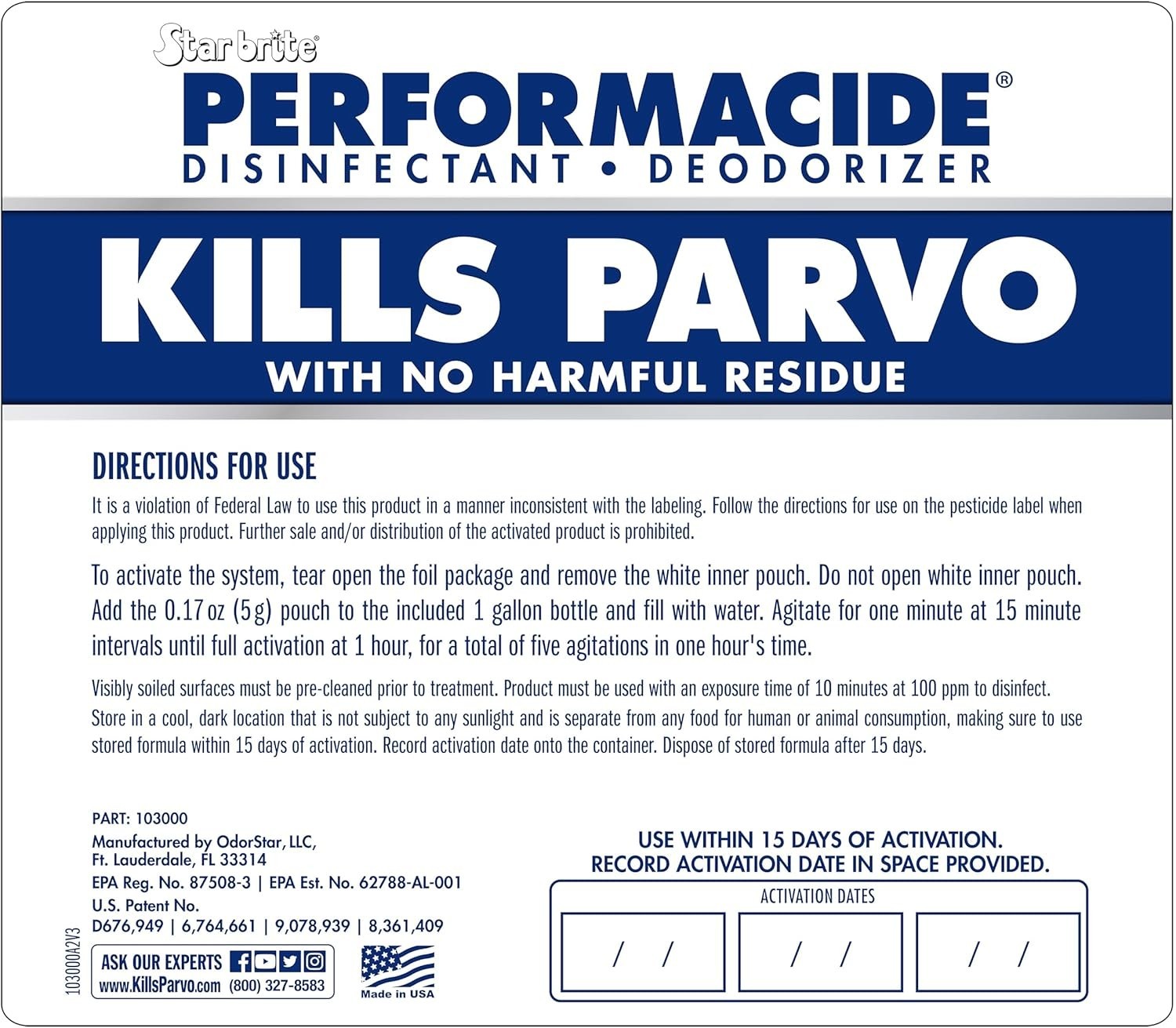 PERFORMACIDE Kills Parvo - No-Rinse Disinfectant, Deodorizer for Pet Surfaces...