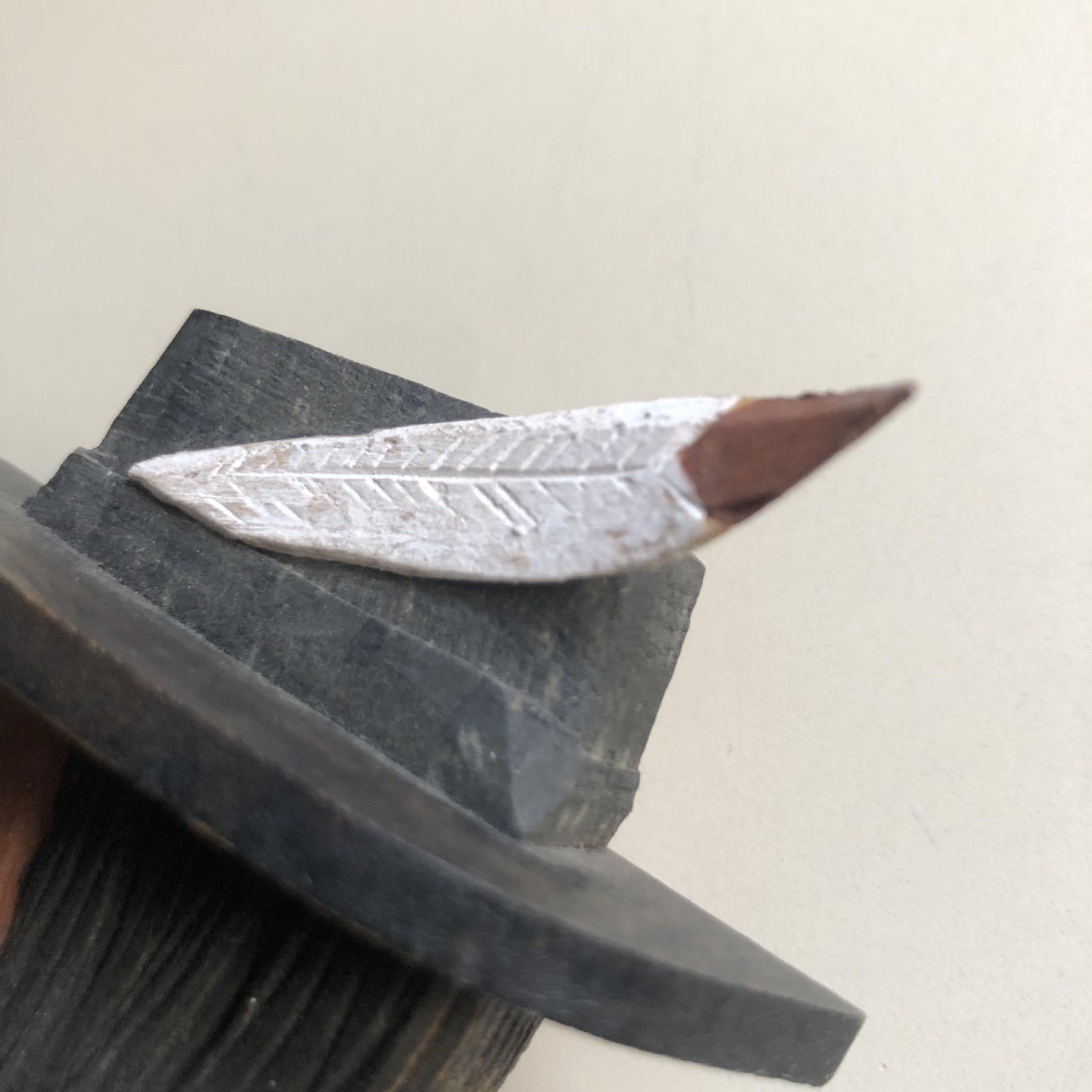 Hand Carved Painted Signed Wood Neckerchief Slide Native American Man AT