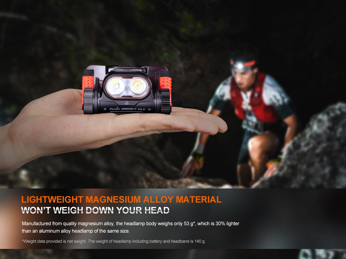 Fenix HM65R-T V2.0 1600 Lumen Rechargeable Trail Running Headlamp (Black)