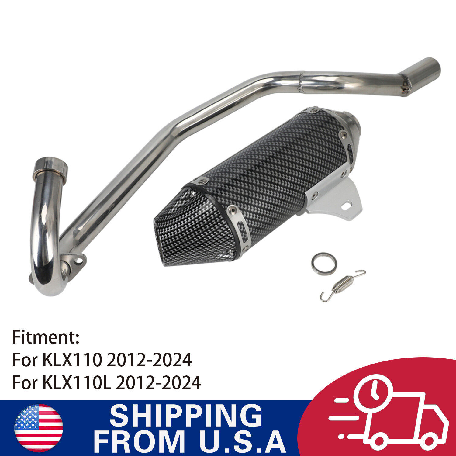 Motorcycle Exhaust Pipe Carbon Fiber for KLX110 KLX110L 2012-2024 Dirt Bike