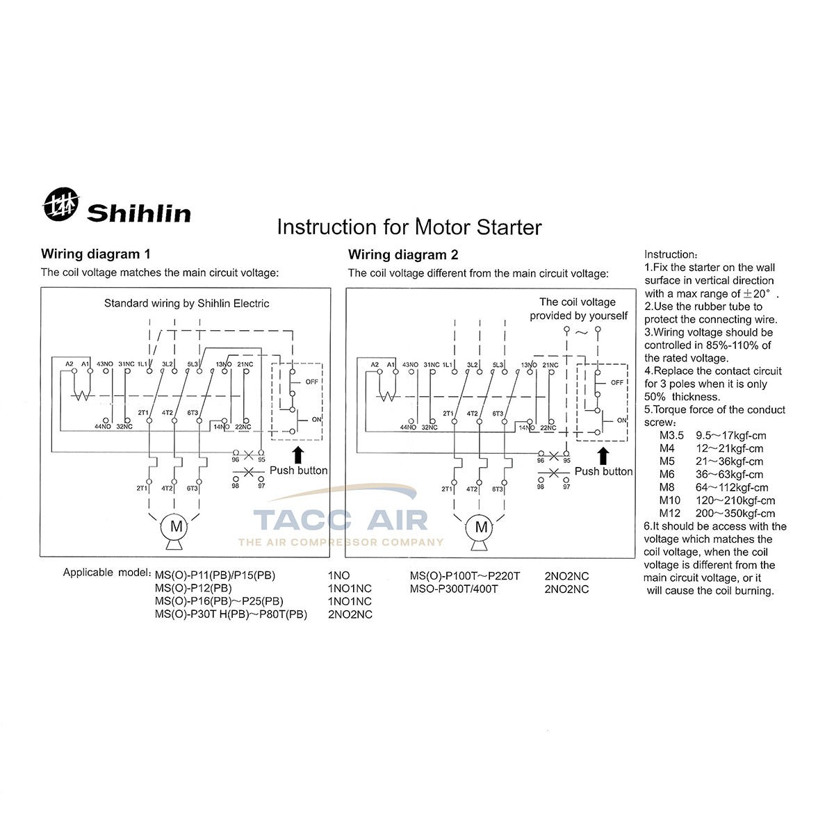 7.5 HP Single Phase Magnetic Starter Motor Control 220 - 240 Volt