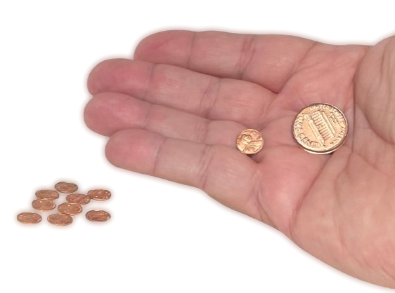10 Set MINI PENNIES Tiny Penny Lincoln Coins For Magic Tricks Shrinking Joke