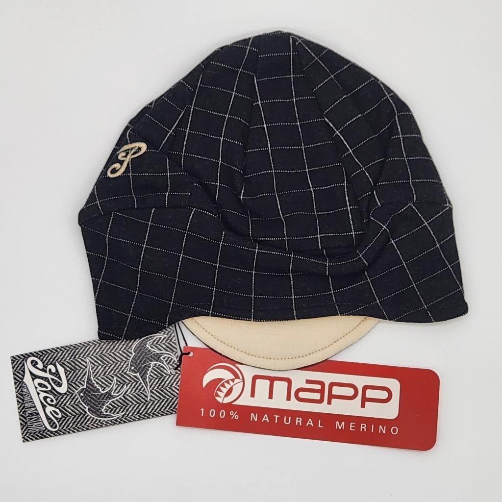 Pace Reversible Merino Wool Hat Square Print Eggshell Bicycle Cap NOS