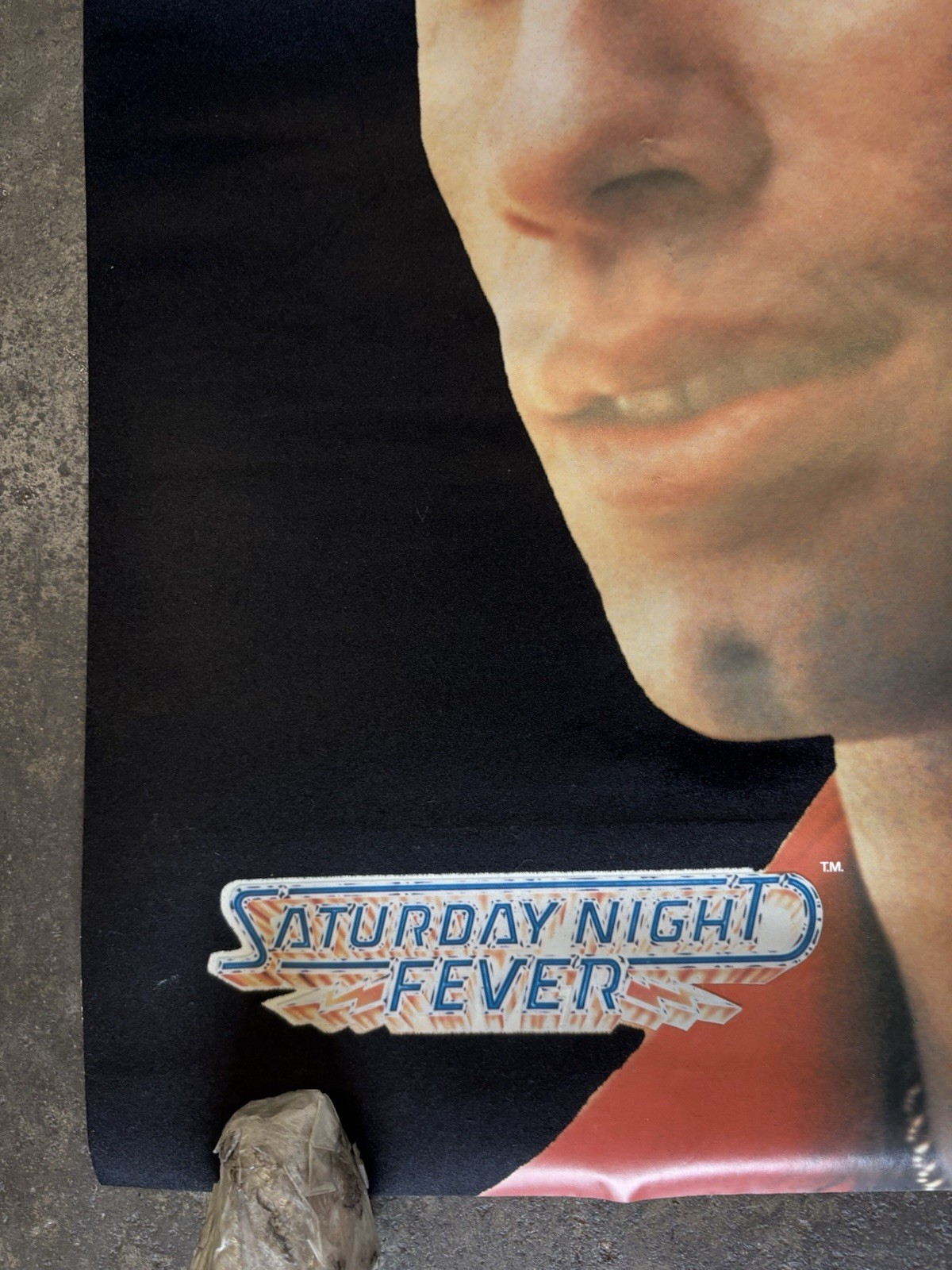 Flocked Saturday night fever John Travolta vintage Poster 1977 TONY C2795