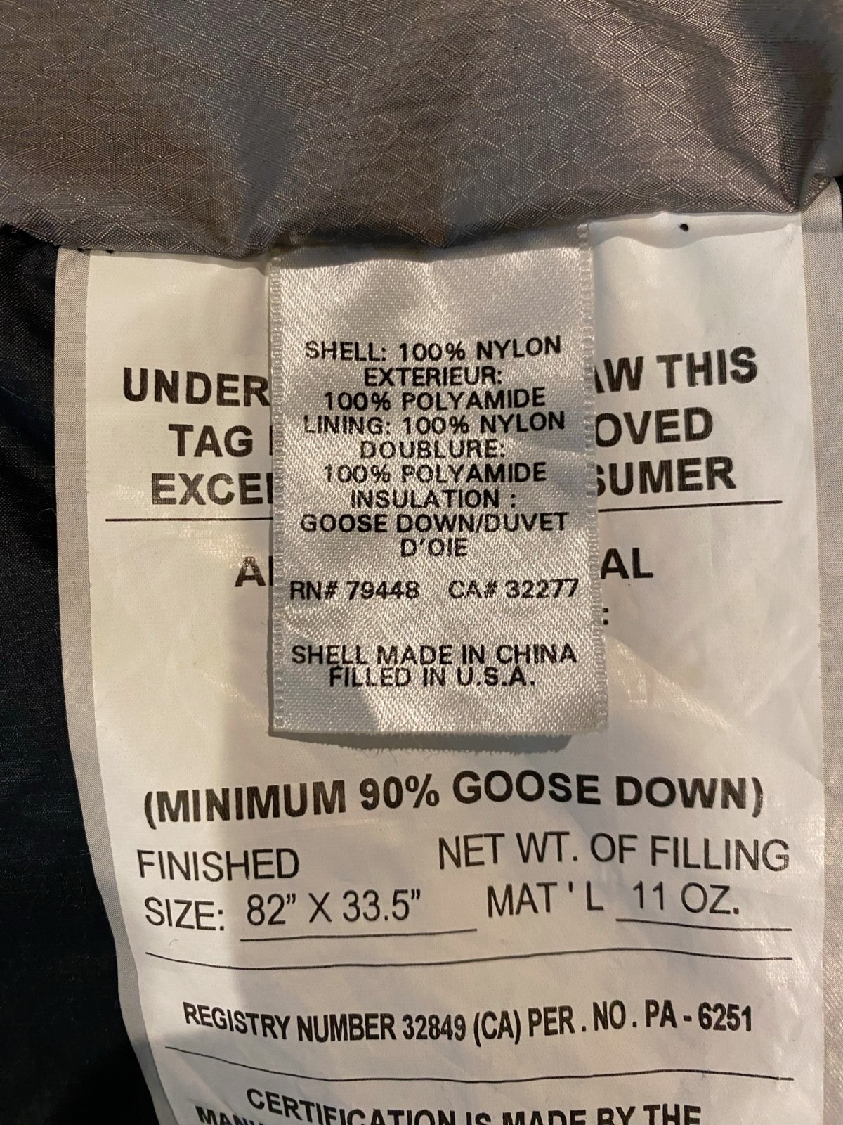 Marmot Arroyo Goose Down Sleeping Bag 30 Degree Left Zip 82"x33.5"