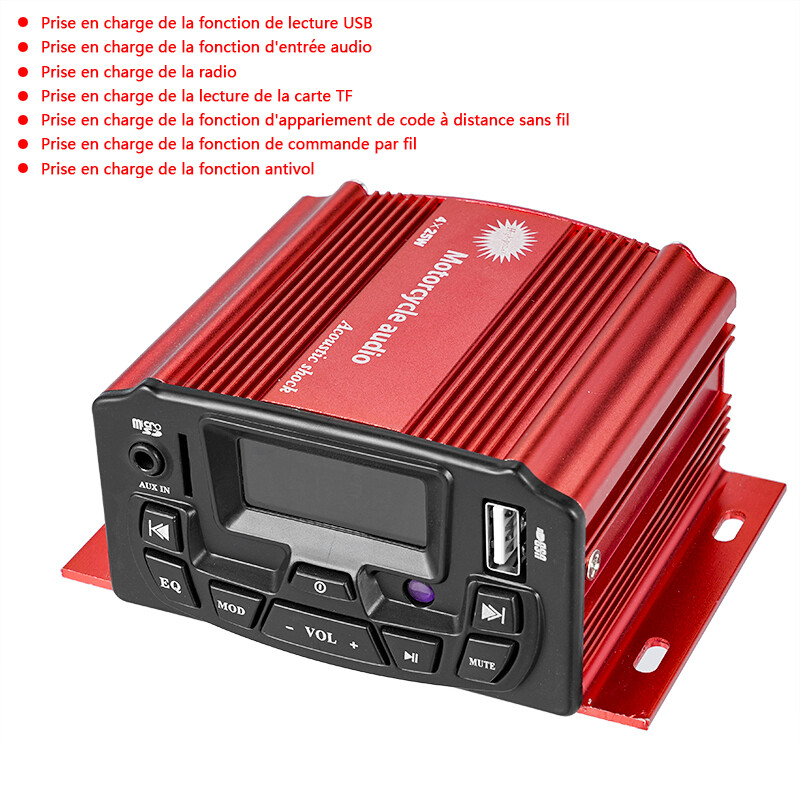 Motorcycle Audio Speakers Kit Bluetooth ATV 4 Wheeler Stereo AUX System FM Radio