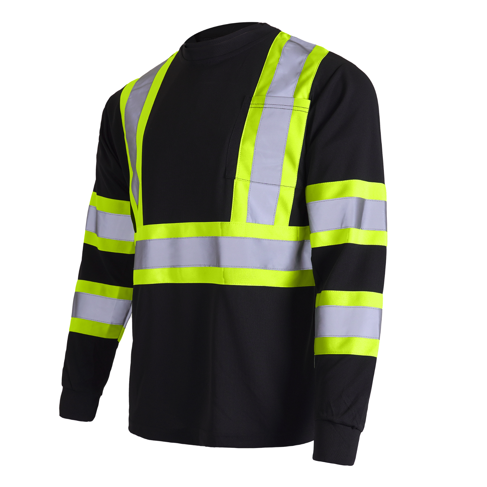 5 pack Black Hi Vis Shirt ANSI Reflective Safety Long Sleeve HIGH VISIBILITY