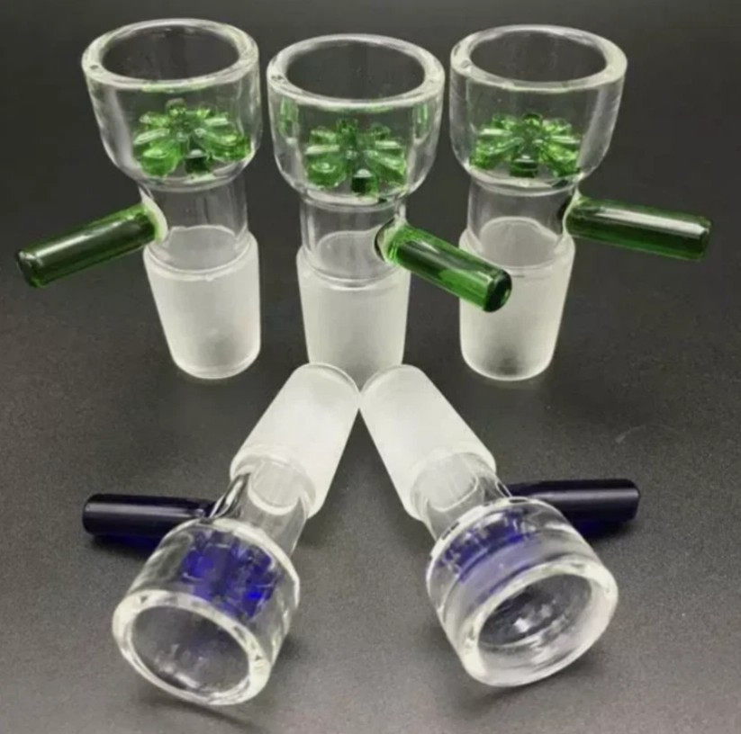 2P 14mm Male Glass Slide Bowl With Snowflake Screen Head Piece For Glass Bong*=*