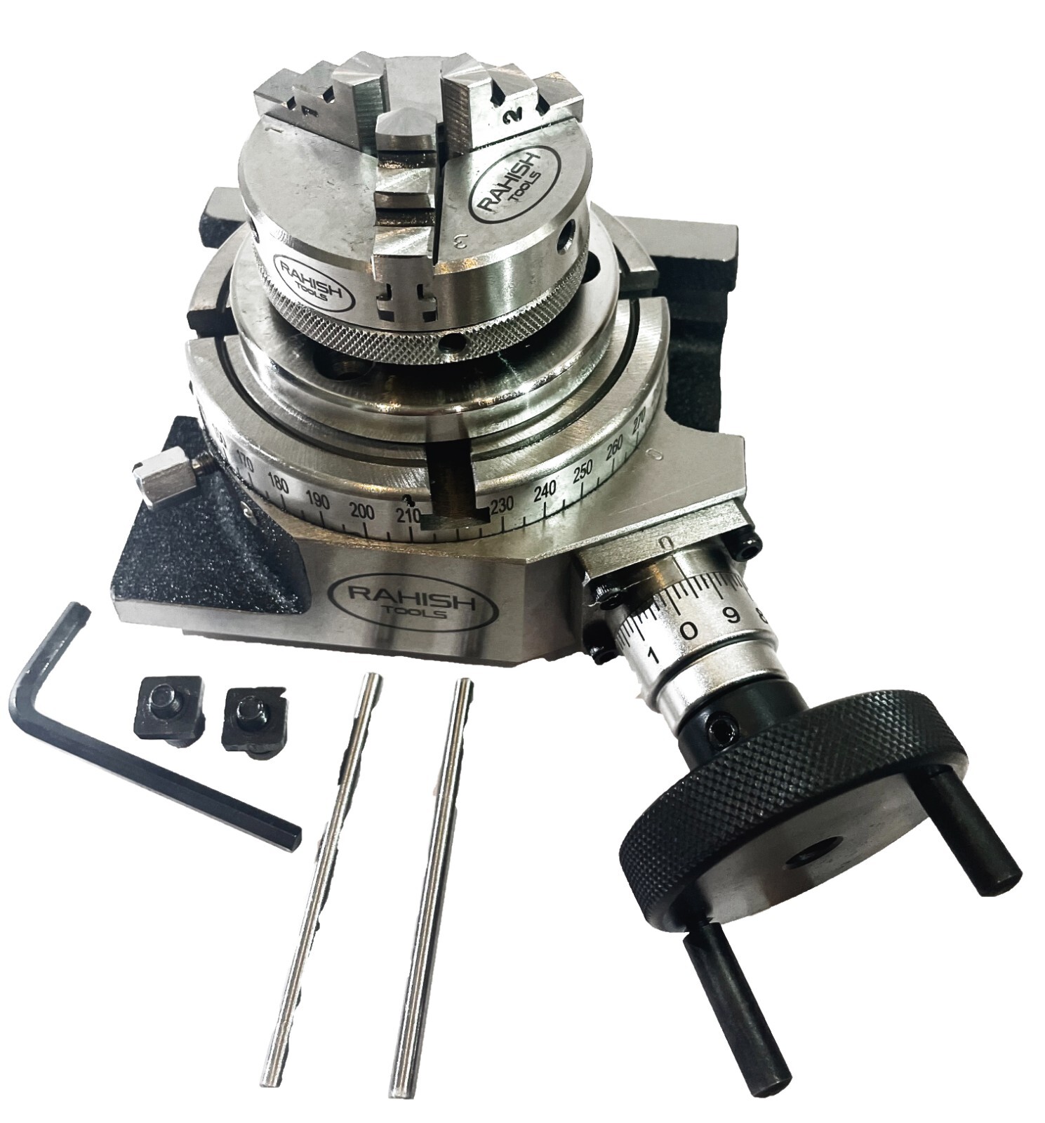 4" 100 mm Rotary Table Horizontal And Vertical With 65 mm 3 Jaw Chuck Backplate