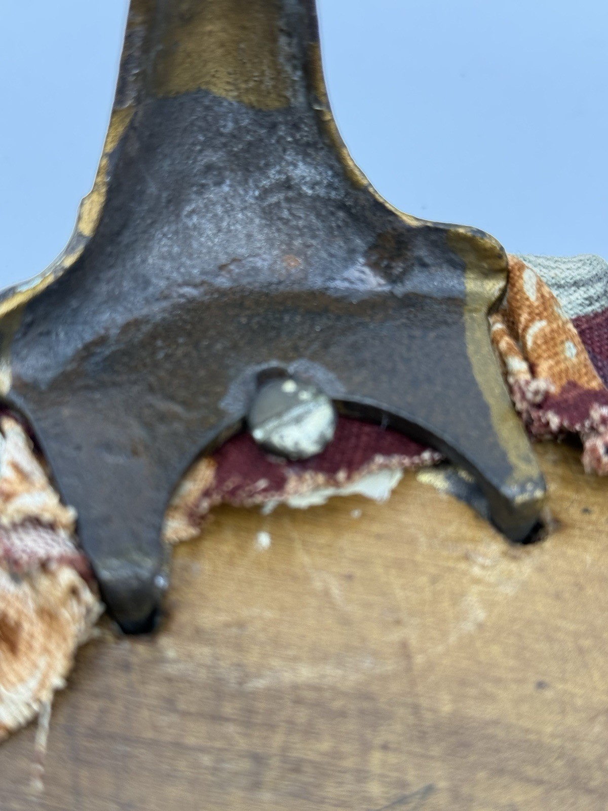 Victorian Cast Iron Wood Foot Stool w Original Upholstery C. A. Dorney Furniture