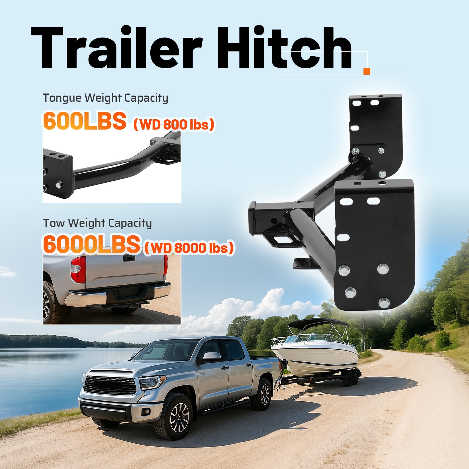 Towing Trailer Hitch Receiver 2" Class 3 Rear Bumper For Toyota Tundra 2007-2021