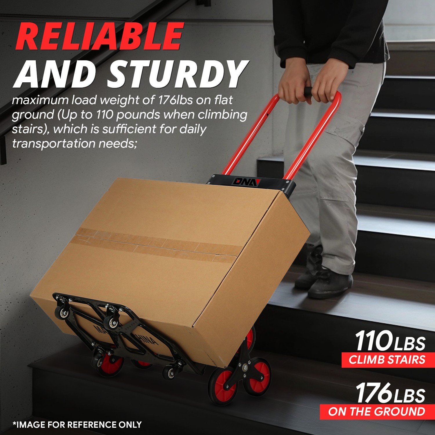 2-IN-1 176lbs Heavy Duty Folding Stair Climber Hand Truck Luggage Trolley Cart