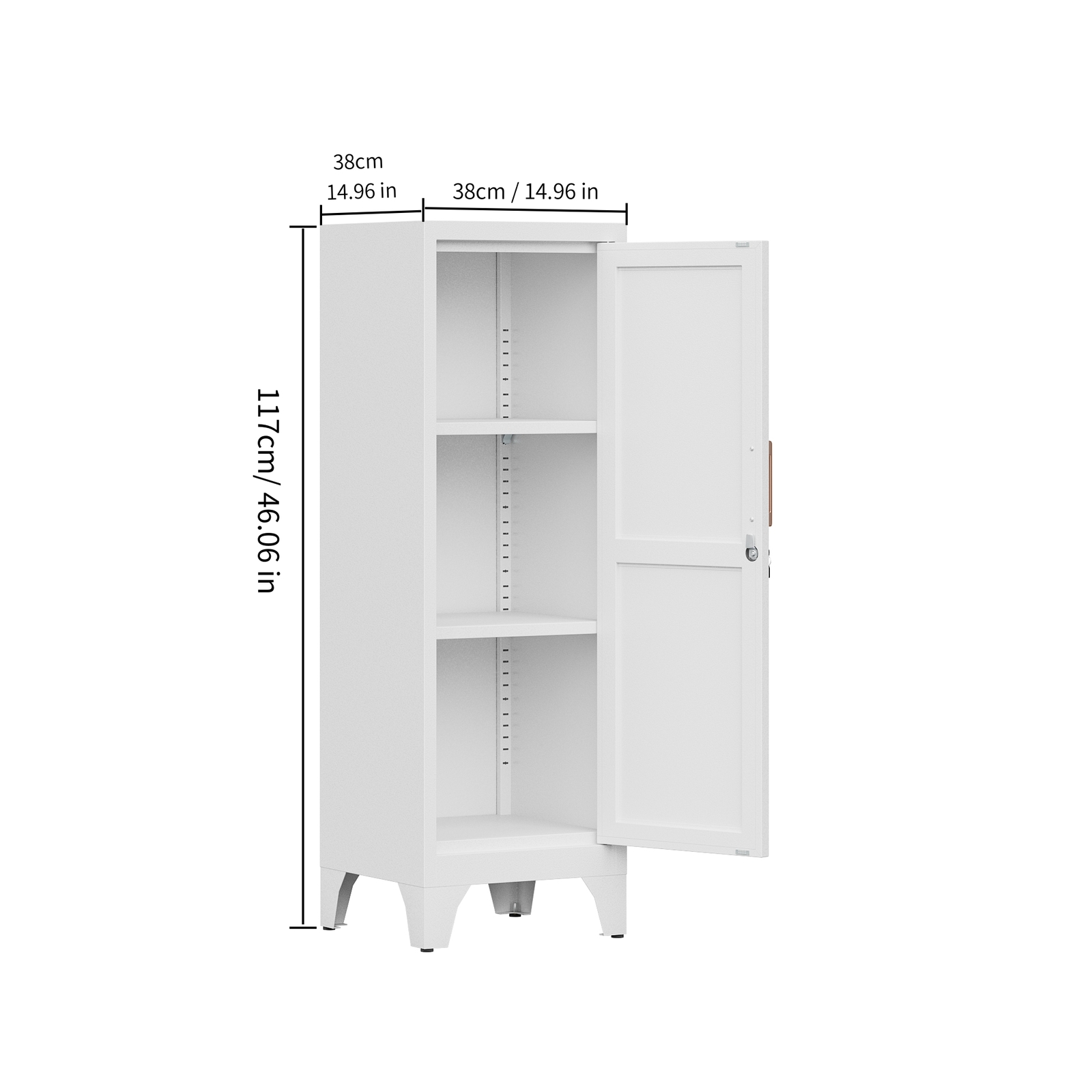 Metal Storage Cabinet with 2 Adjustable Shelves Home Office File Cabinet Locking