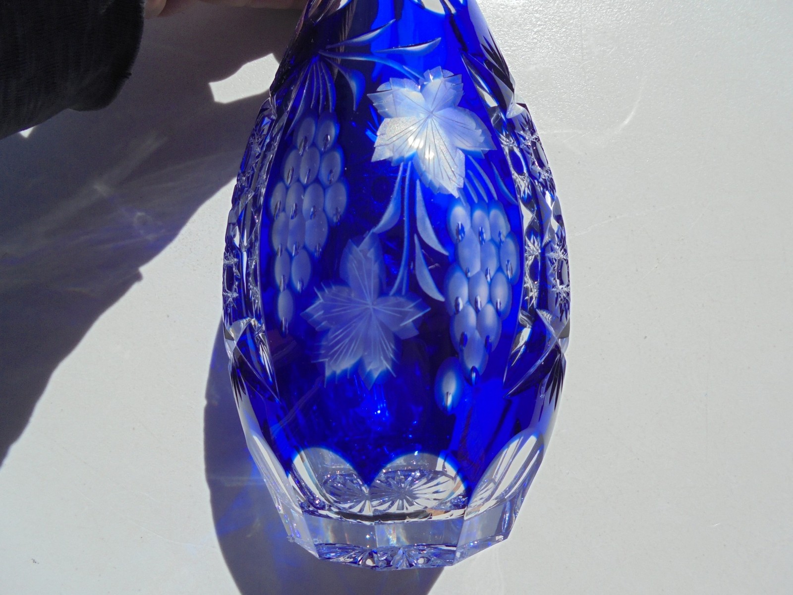 Nachtmann Traube Cobalt Blue Cut to Clear Lg Decanter 15" Excellent