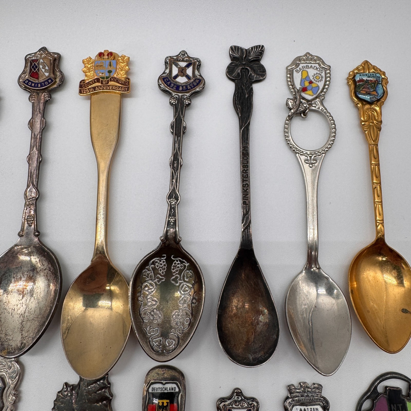 Lot of 47 Souvenir Spoons - World Countries - Silverplated EUC